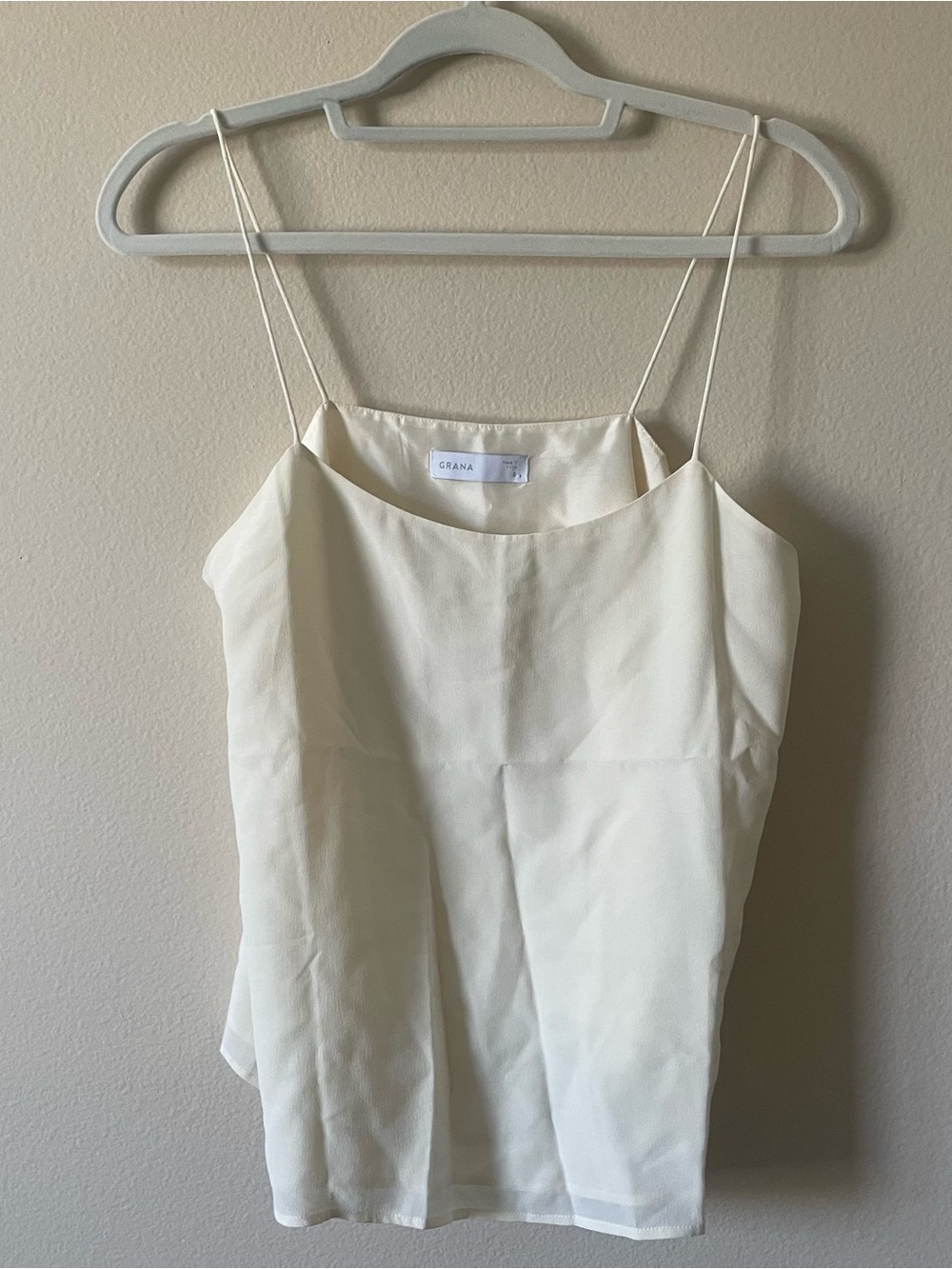 Grana Ivory Cream 100% Silk Spaghetti Strap Cami